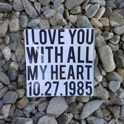 Glass Decoupage Tray I love you