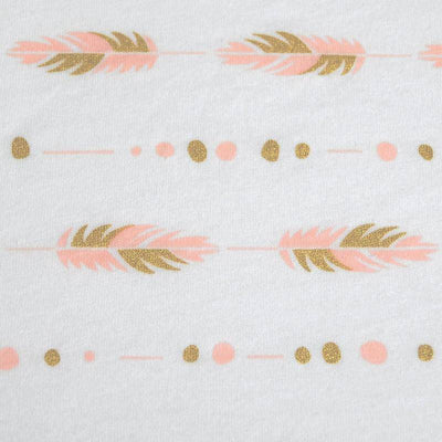 Gold & Pink Feather Metallic Sparkle Crib Sheet