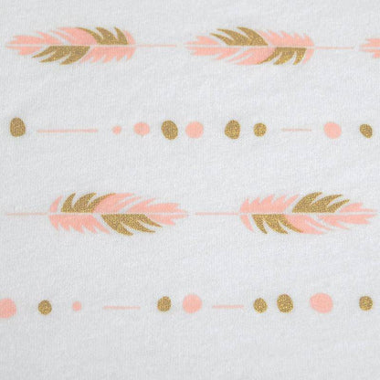 Gold & Pink Feather Metallic Sparkle Crib Sheet