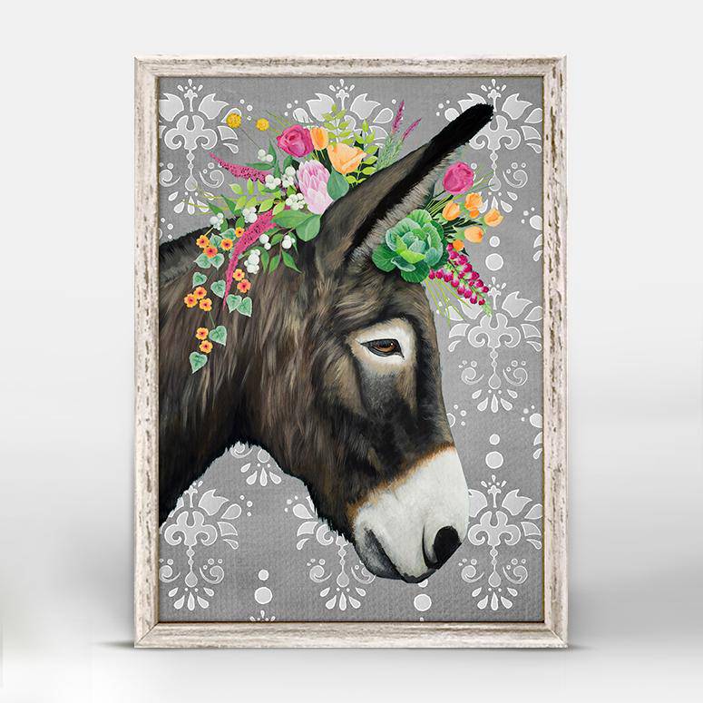 Gray Donkey Mini Framed Canvas