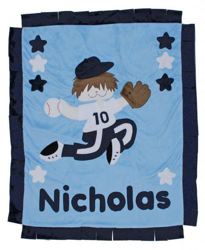 Home Run Boogie Baby Crib Blanket with Trim