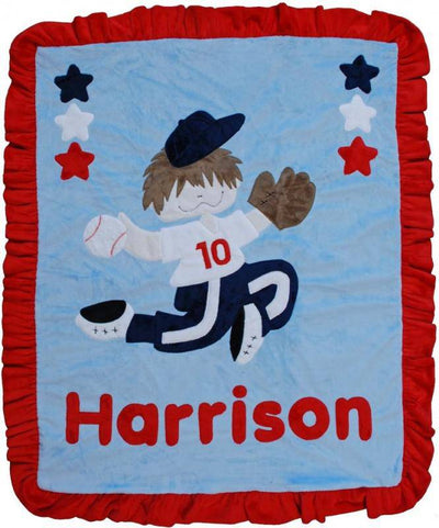 Home Run Boogie Baby Crib Blanket with Trim