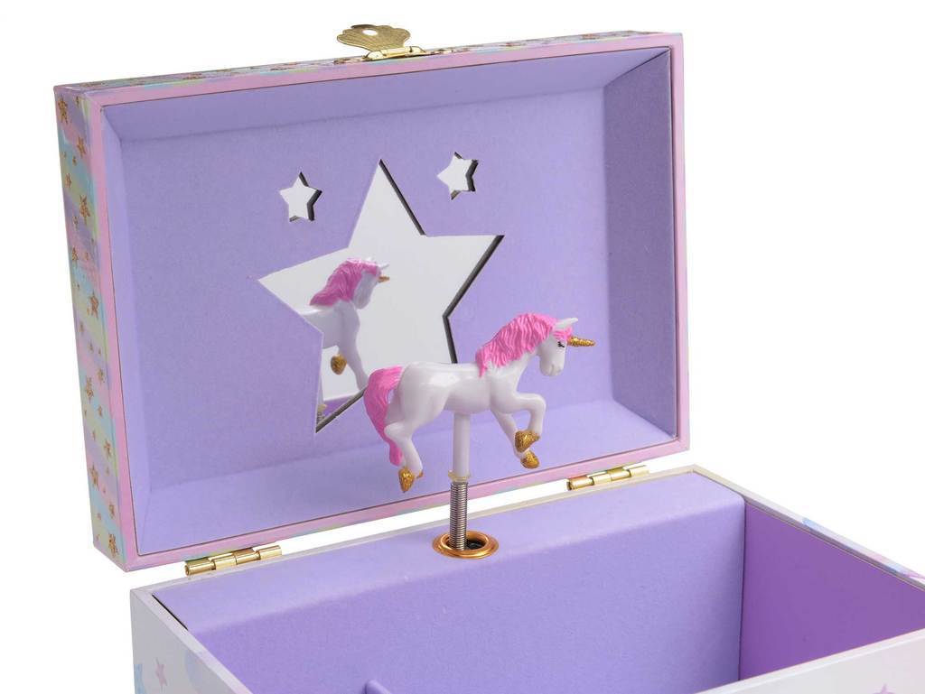 Unicorn Musical Jewelry Box w/ 2 Pullout Drawers