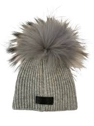 Knitted Wool Baby Hat w/ Fur Pom