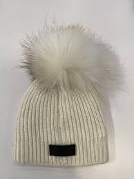 Knitted Wool Baby Hat w/ Fur Pom