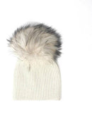 Knitted Wool Baby Hat w/ Fur Pom