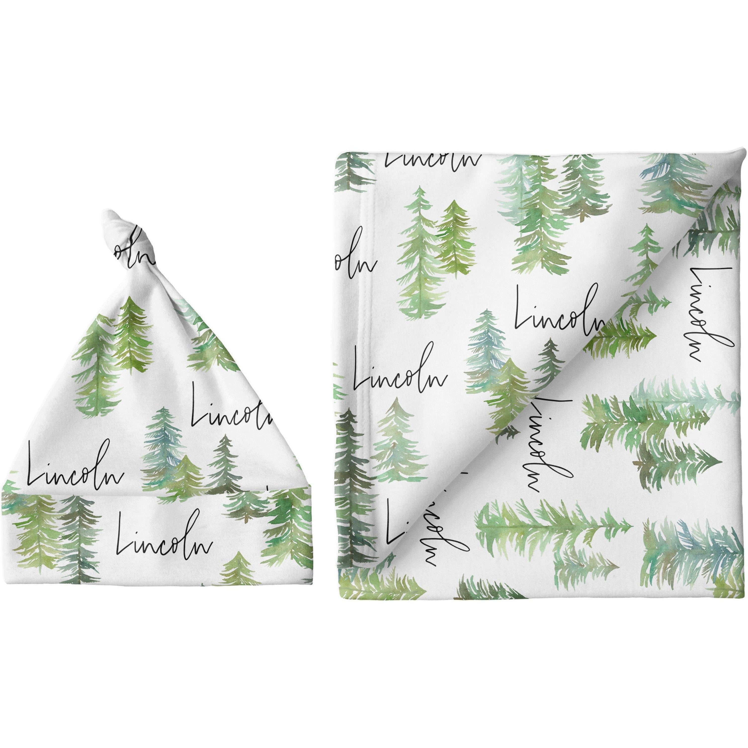 Sugar + Maple Personalized Blanket & Hat Set | Pine Tree - Twinkle Twinkle Little One