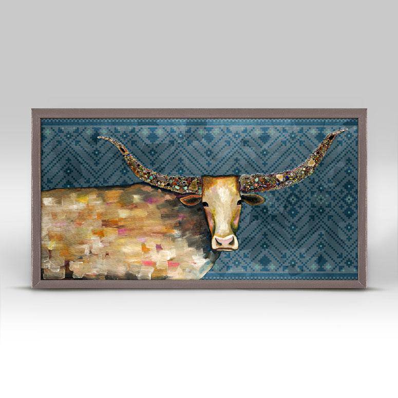 Longhorn Geode Tribal Blue Mini Framed Canvas