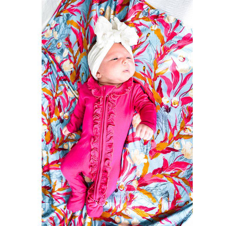 Maui Magenta Ruffle Footie - Twinkle Twinkle Little One