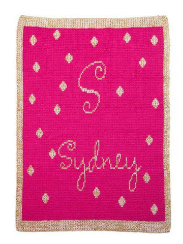 Metallic Precious Polka Dot Initial & Name Stroller Blanket - Twinkle Twinkle Little One