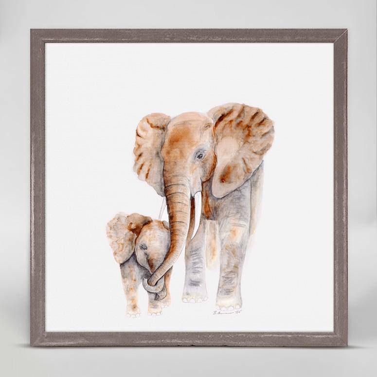 Mom & Baby Elephants Portrait Mini Canvas Art