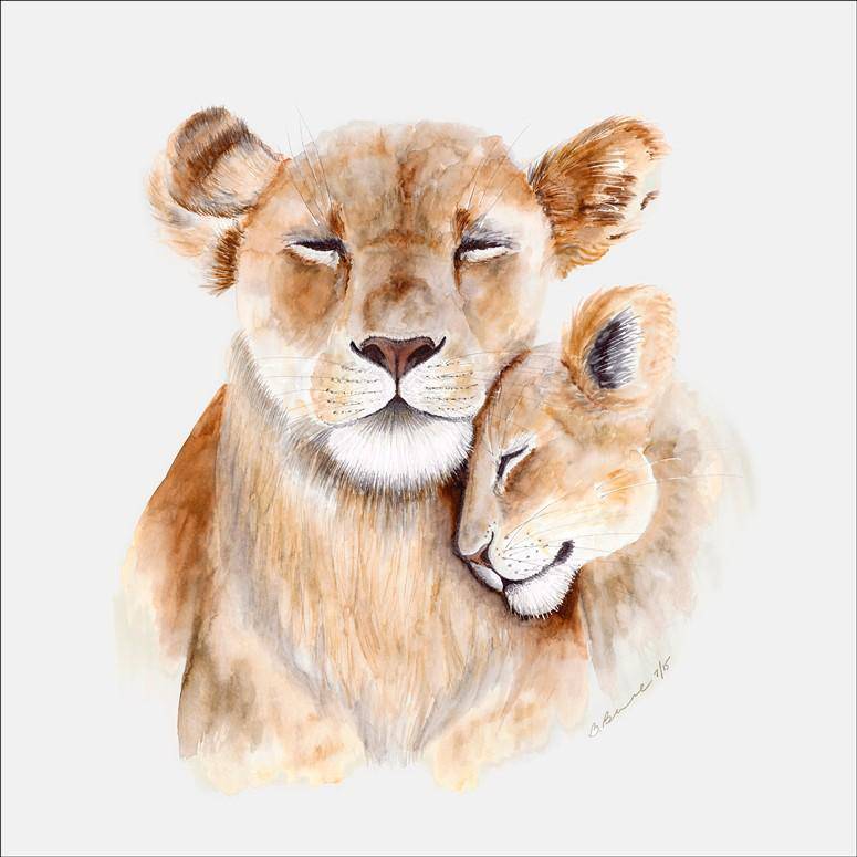 Mom & Baby Lions Canvas Art