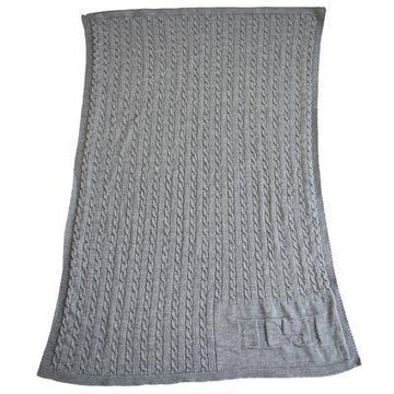 Monogram Cable Knit Stroller Blanket