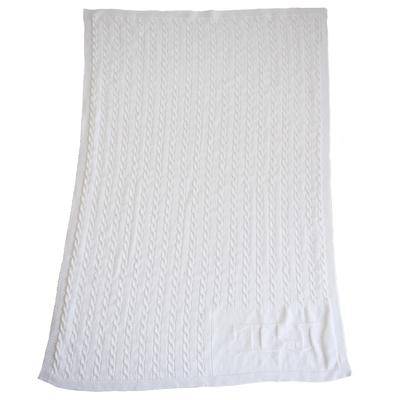 Monogram Cable Knit Stroller Blanket