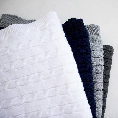 Monogram Cable Knit Stroller Blanket