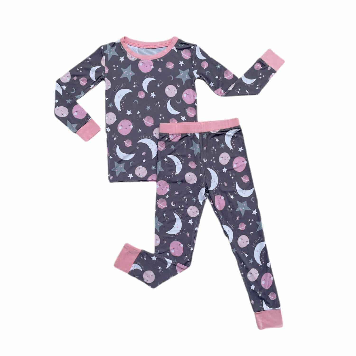 Pink to the Moon & Back 2 Piece Bamboo Viscose PJ Set - Twinkle Twinkle Little One