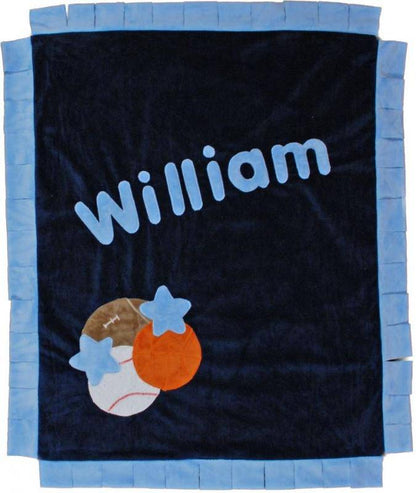 Multi Sport Boogie Baby Crib Blanket with Trim