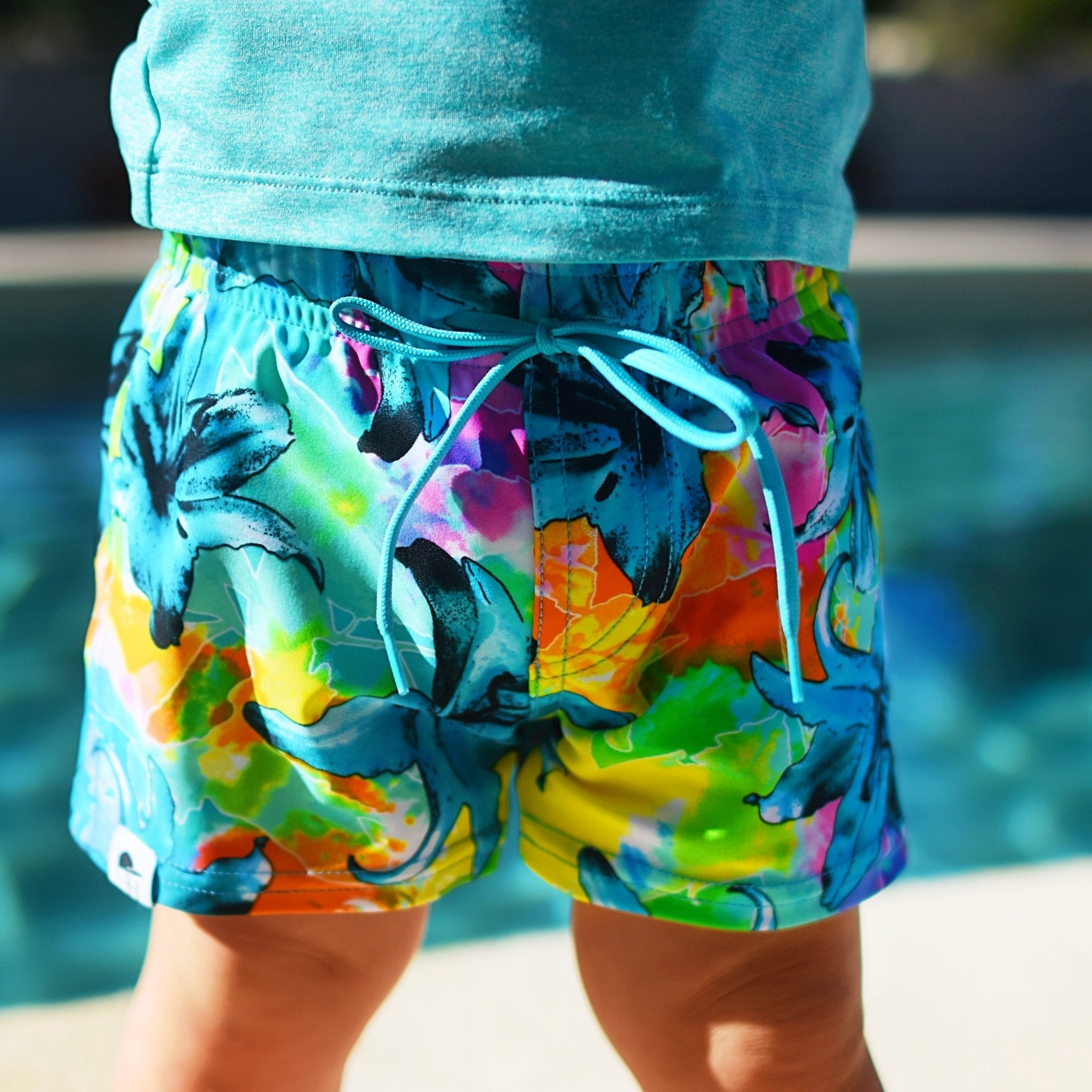 Neon Hibiscus Swim Shorts - Twinkle Twinkle Little One