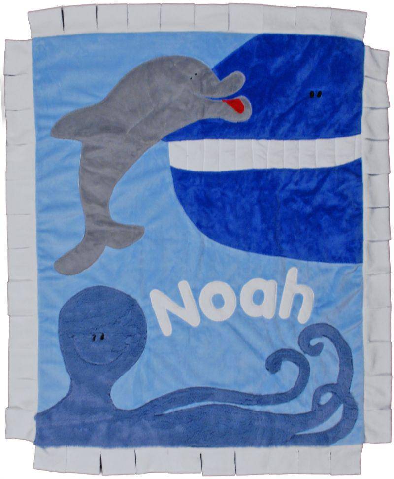 Ocean Commotion Boogie Baby Crib Blanket with Flange