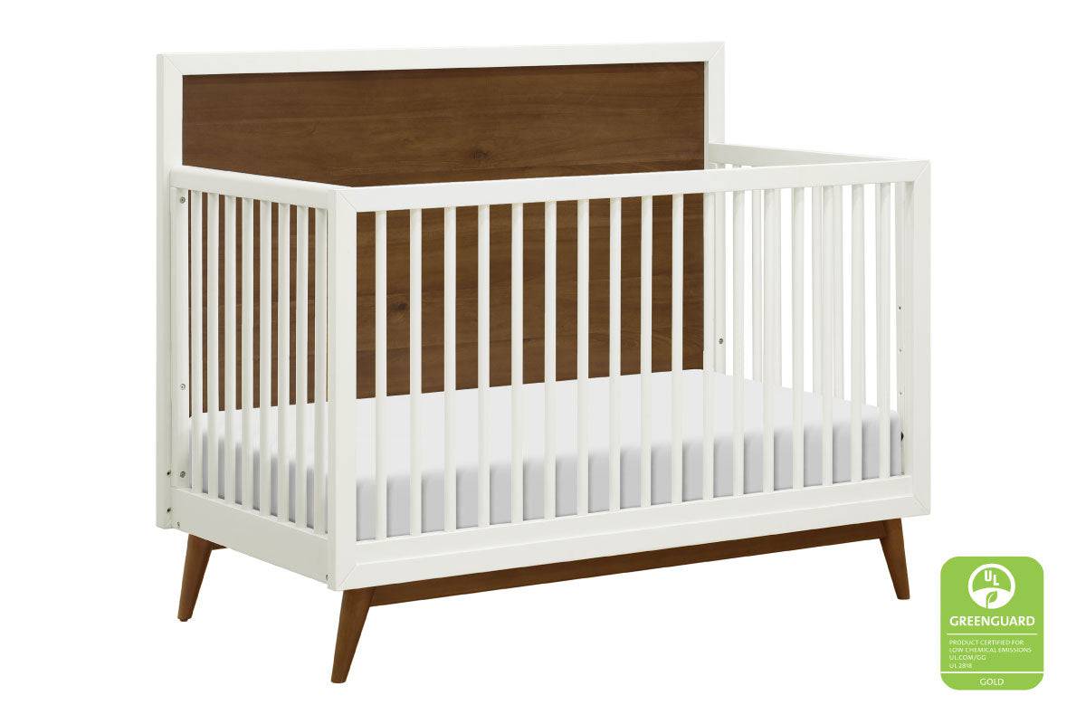 Palma 4 in 1 Convertible Crib w/ Toddler Rail in Warm White & Natural Walnut - Twinkle Twinkle Little One