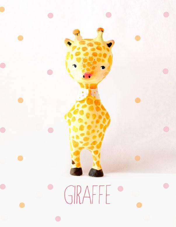 Paper Mache Giraffe Canvas Art