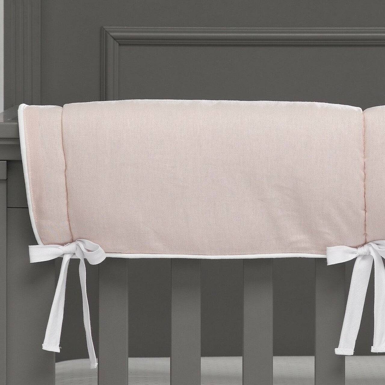 Light Pink Linen Crib Guard Rail Cover - Twinkle Twinkle Little One