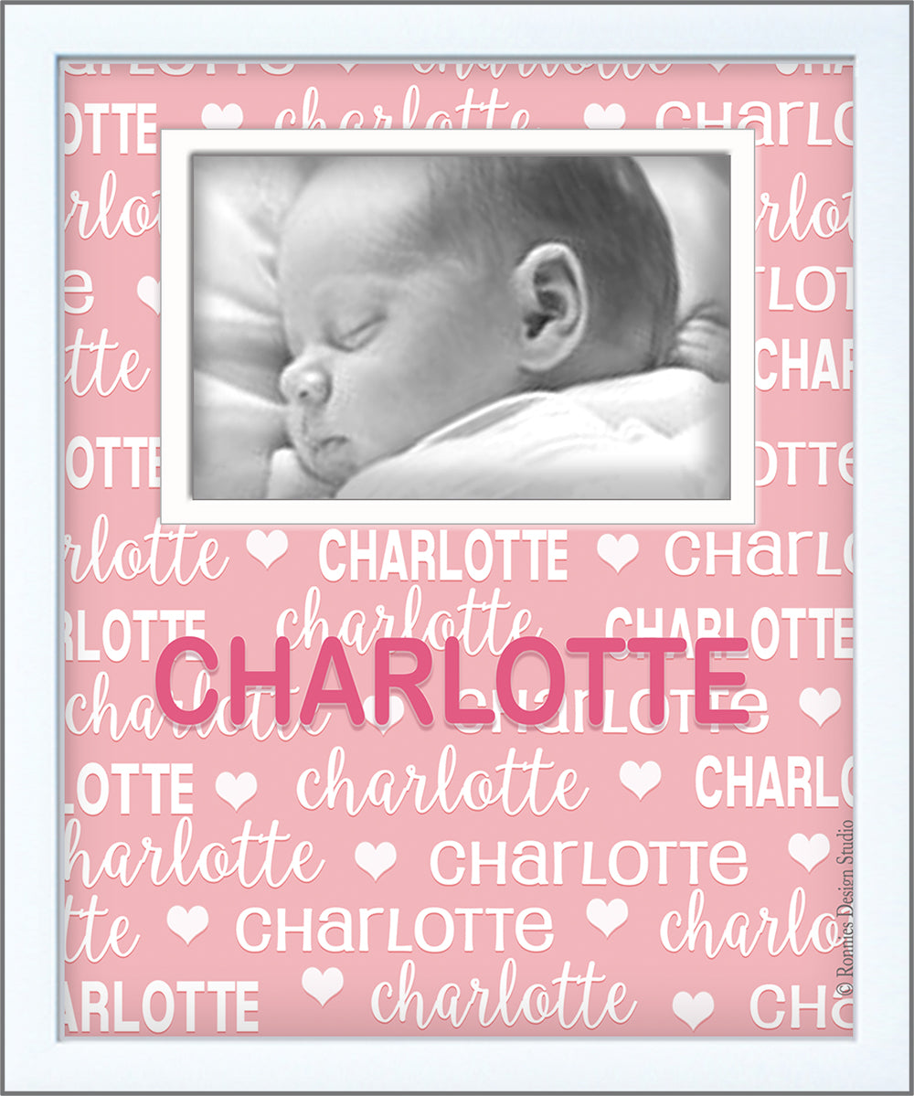 Names All Around Photo Frame - Pink Hearts - Twinkle Twinkle Little One