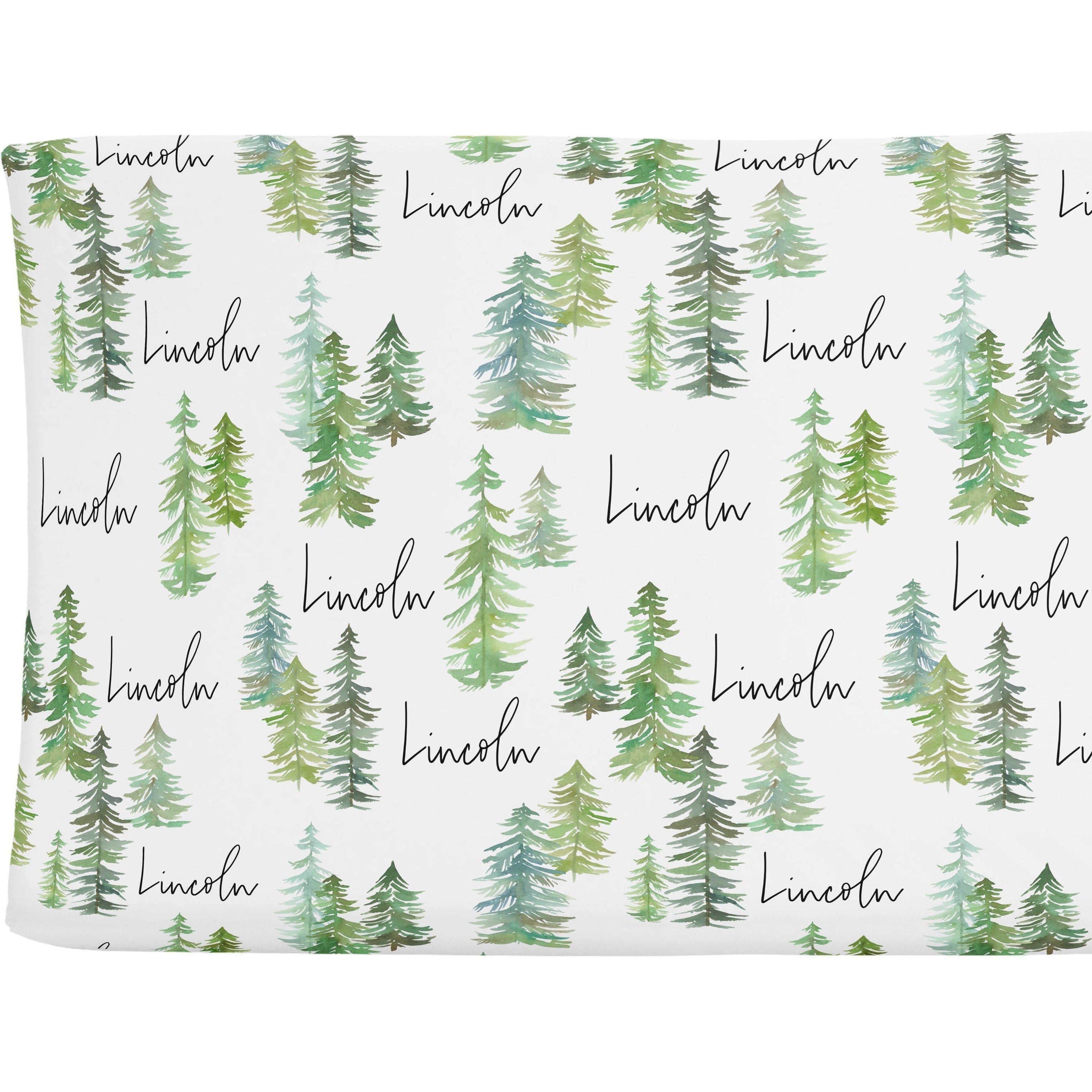 Sugar + Maple Personalized Changing Pad Cover | Pine Tree - Twinkle Twinkle Little One