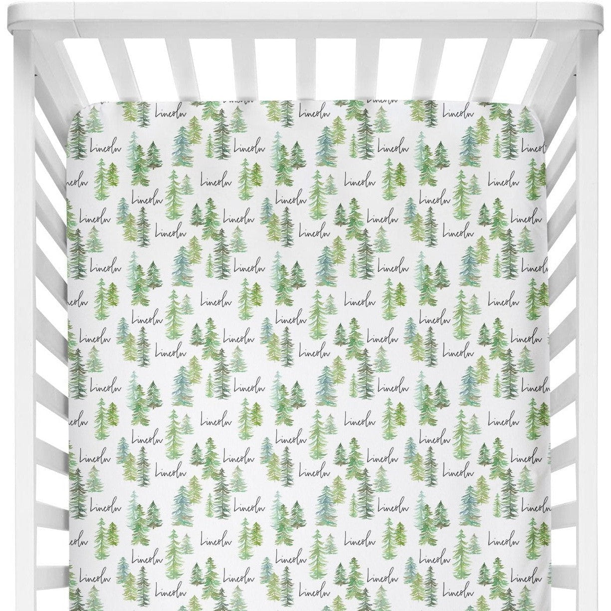 Sugar + Maple Personalized Crib Sheet | Pine Tree - Twinkle Twinkle Little One