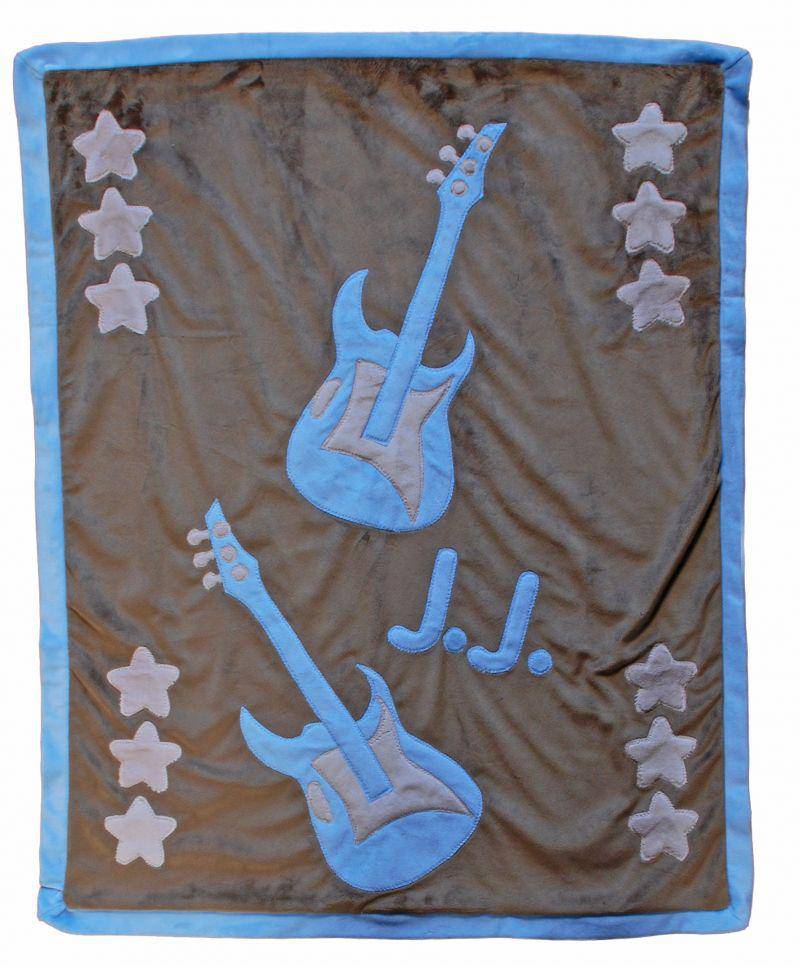 Rock N Roll Boogie Baby Crib Blanket with Trim