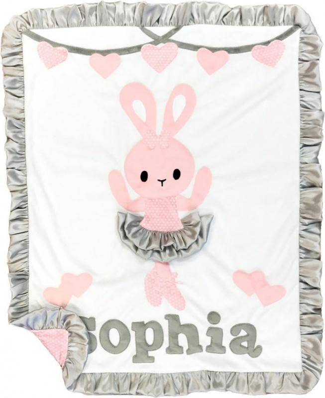 Rowan's Rabbit Boogie Baby Crib Blanket with Ruffle