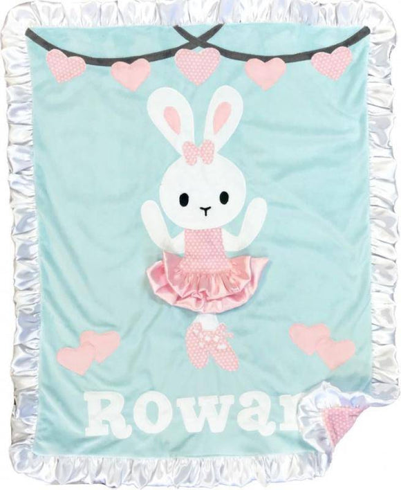 Rowan's Rabbit Boogie Baby Crib Blanket with Ruffle