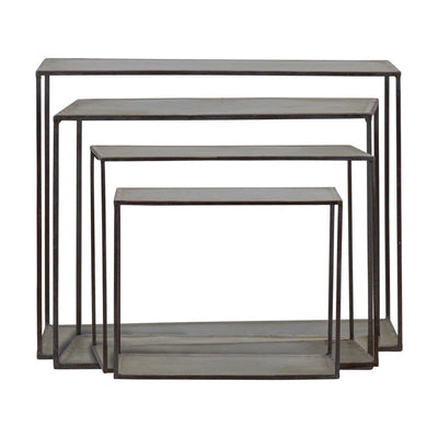 Set of 4 Metal Shelves Zinc Finish