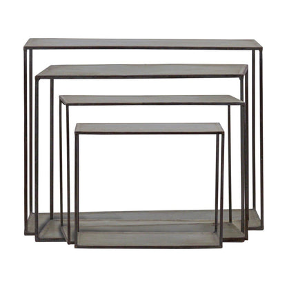 Set of 4 Metal Shelves Zinc Finish