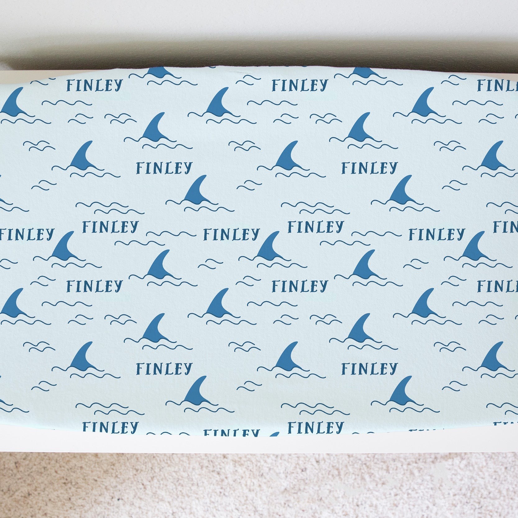 Sugar + Maple Personalized Changing Pad Cover | Shark Fin - Twinkle Twinkle Little One
