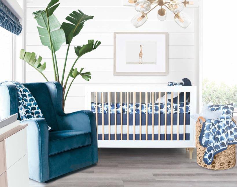 Solid Band Crib Skirt in Indigo - Twinkle Twinkle Little One