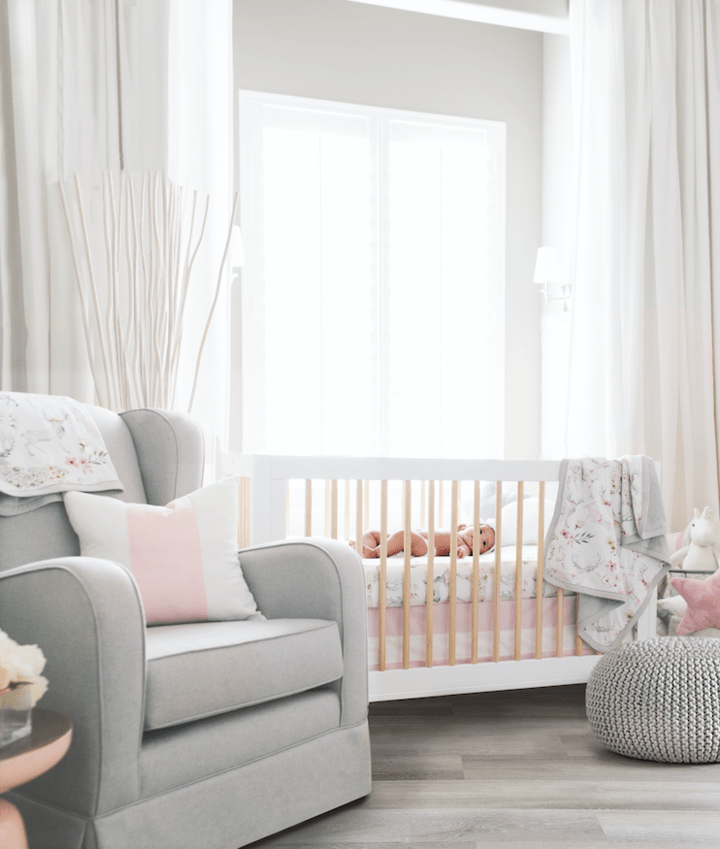 Solid Band Crib Skirt in Blush - Twinkle Twinkle Little One