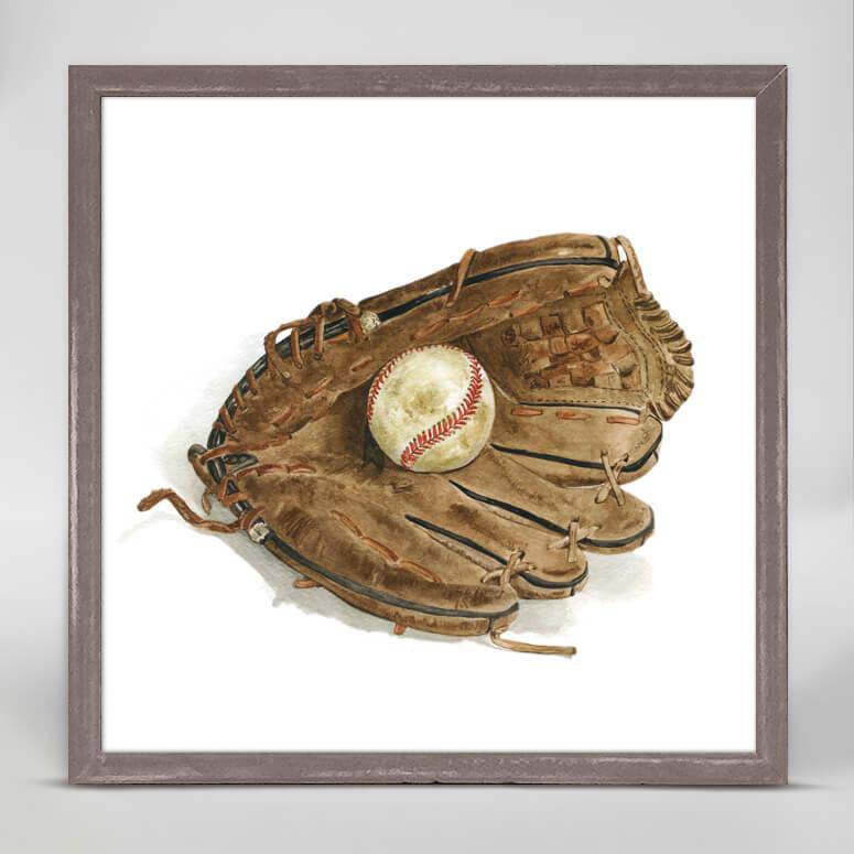 Sports and Games - Ball in Glove Mini Framed Canvas - Twinkle Twinkle Little One