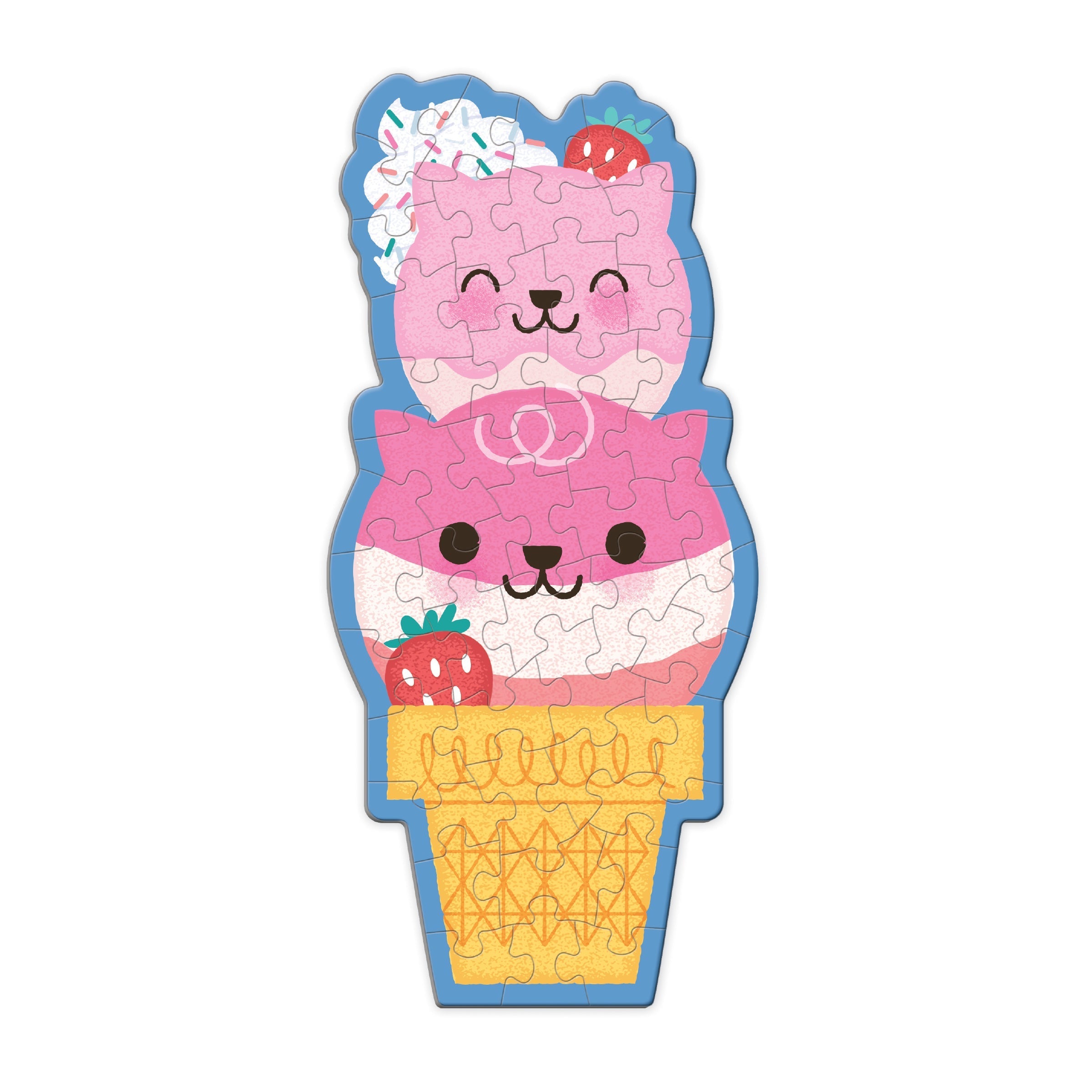 Strawberry Cat Cone 48 Piece Scratch and Sniff Shaped Mini Puzzle - Twinkle Twinkle Little One