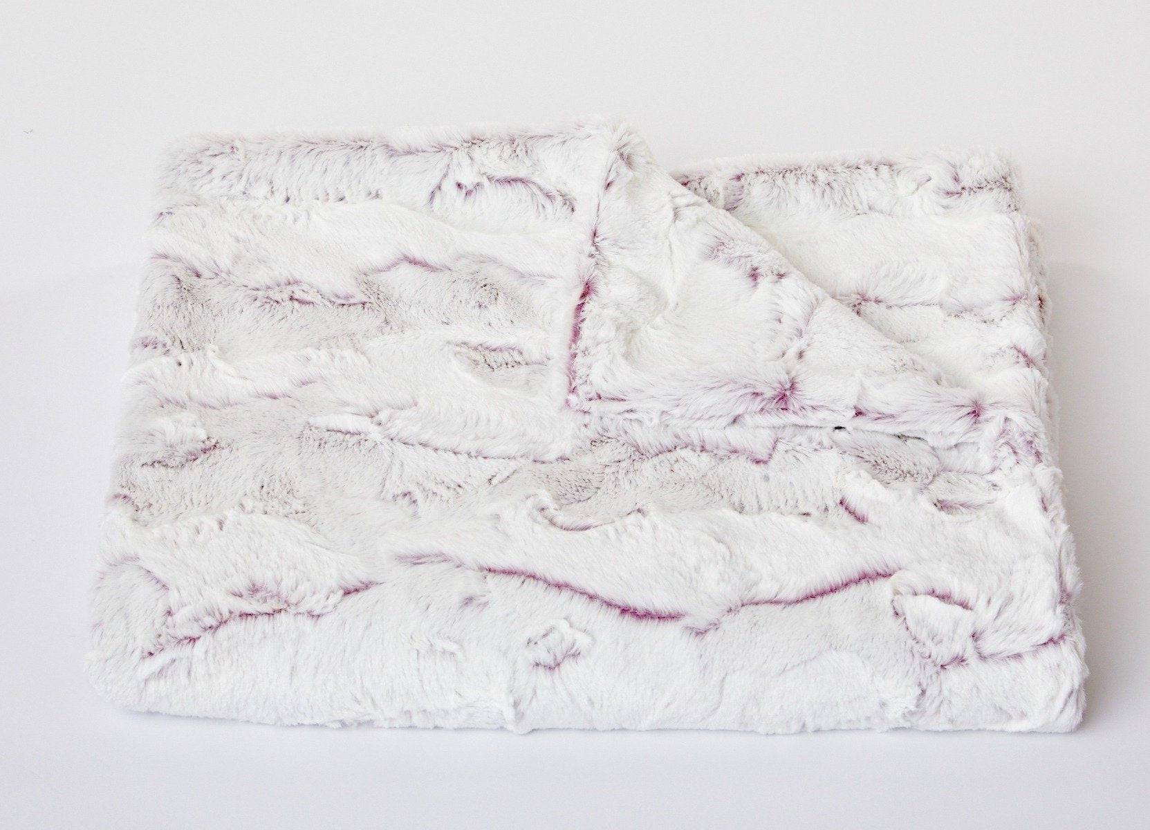 Cream & Plum Lux Rabbit Faux Fur Crib Blanket - Twinkle Twinkle Little One