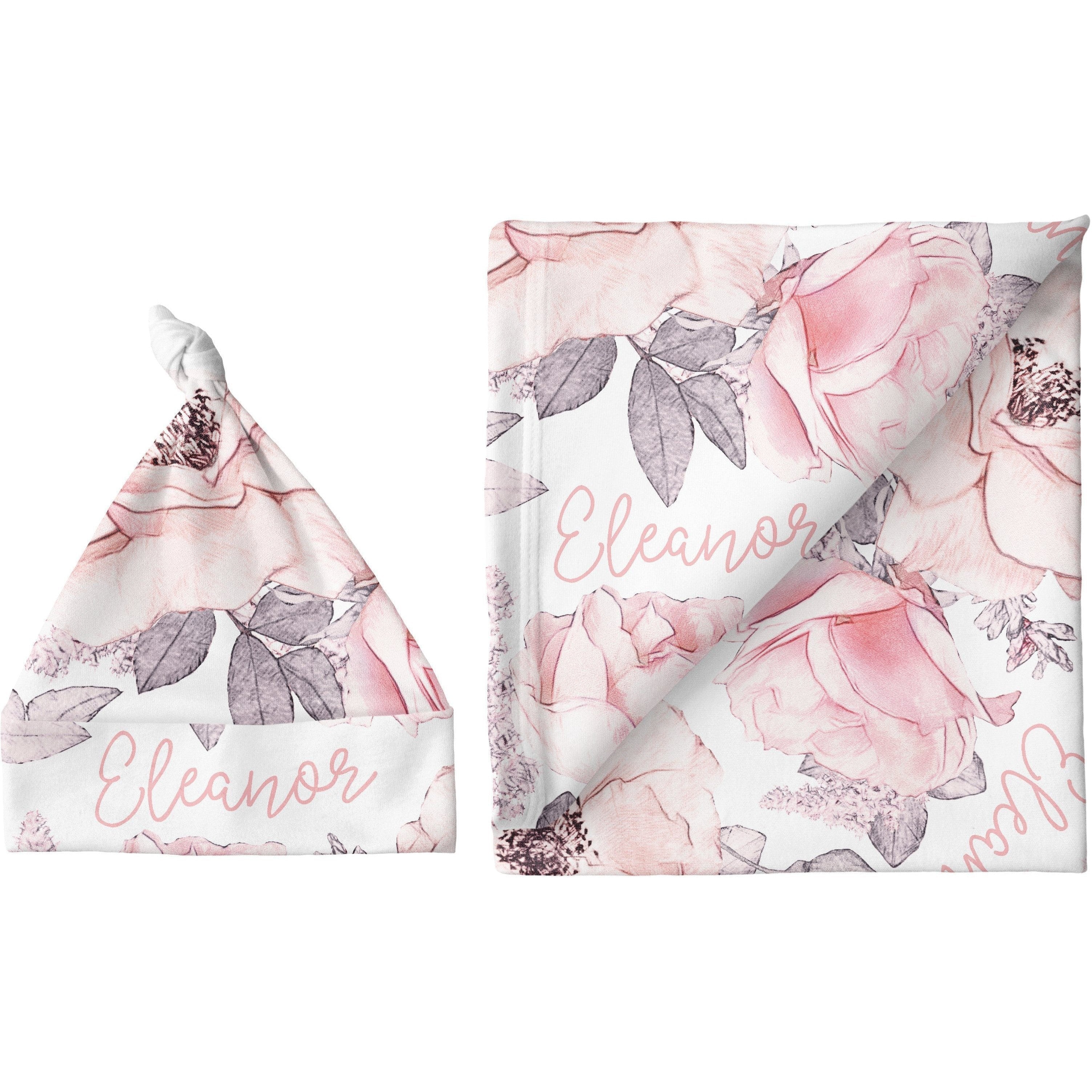 Sugar + Maple Personalized Blanket & Hat Set | Wallpaper Floral - Twinkle Twinkle Little One