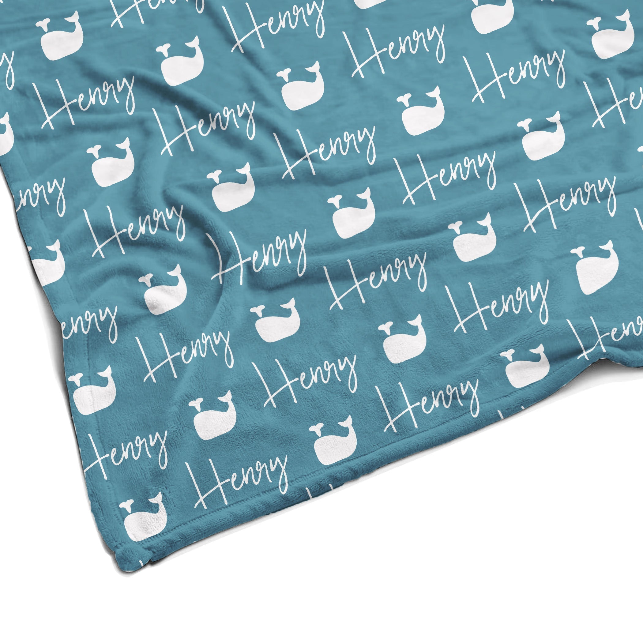 Sugar + Maple Plush Minky Fleece Personalized Blanket | Whale Icon Repeating Name - Twinkle Twinkle Little One