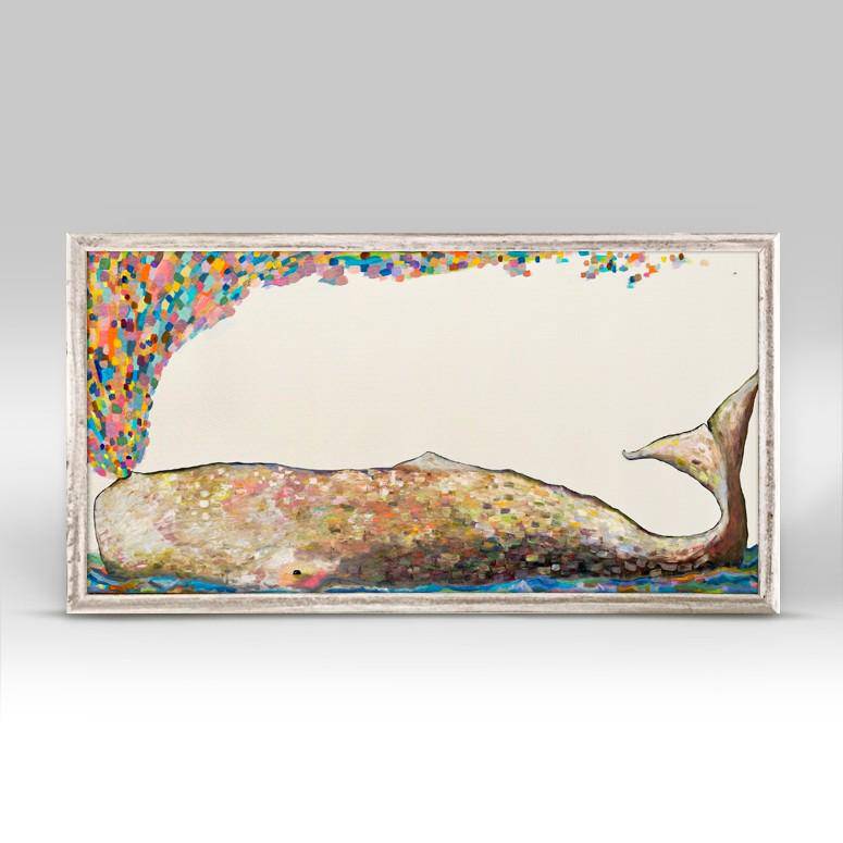 Whale Spray in Antique White Mini Framed Canvas