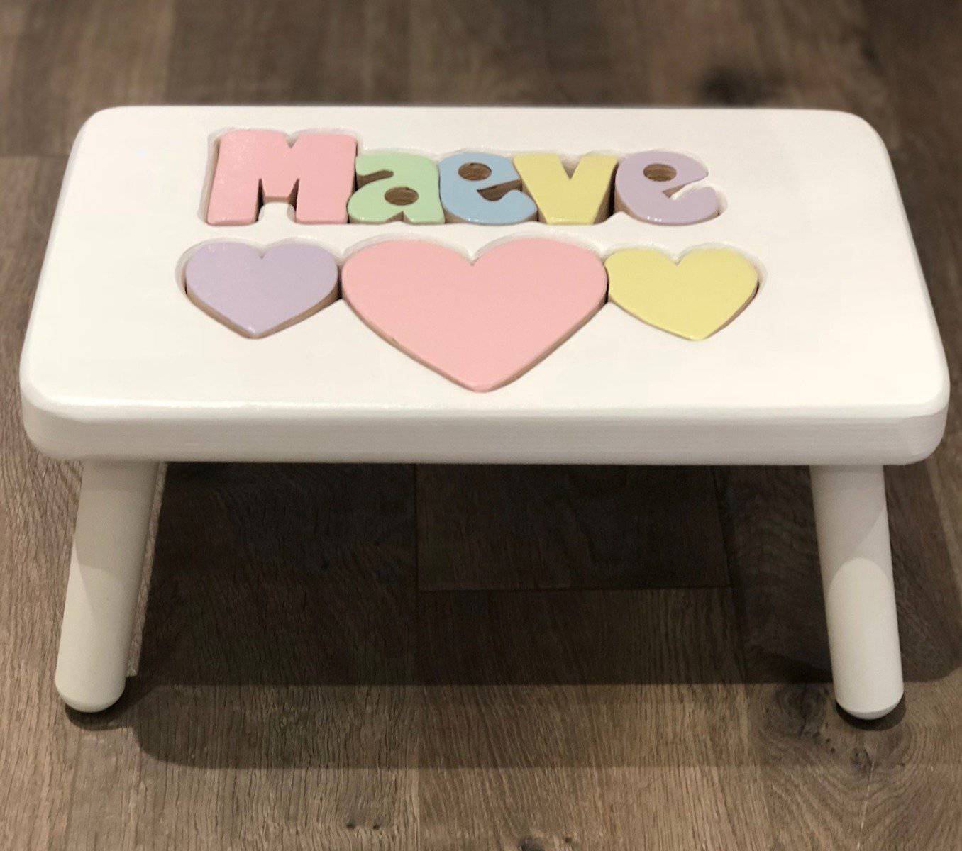 Personalized Puzzle Heart Stool