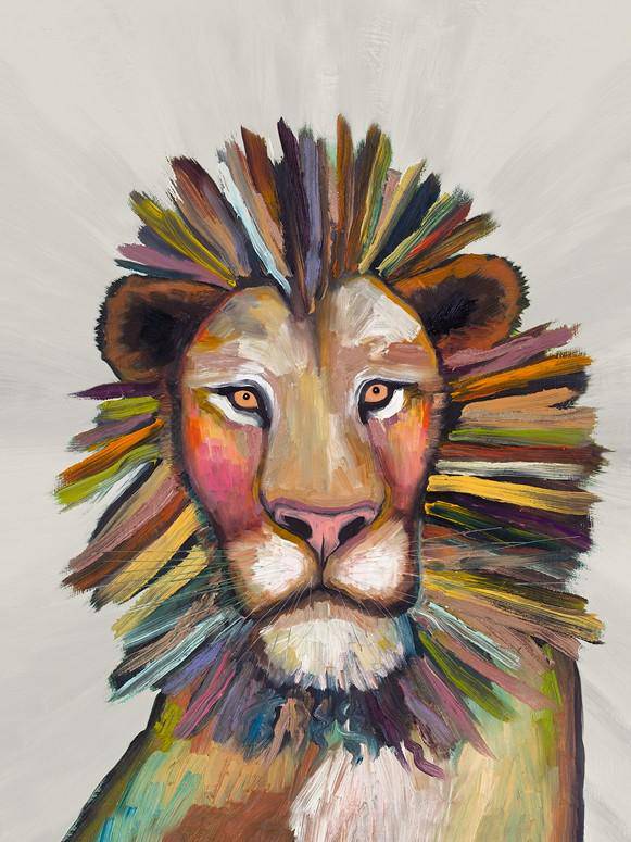Wild Lion on Cream Canvas Art