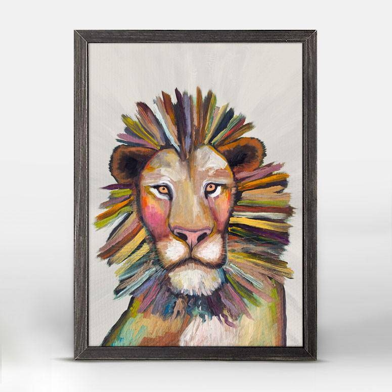 Wild Lion on Cream Mini Framed Canvas