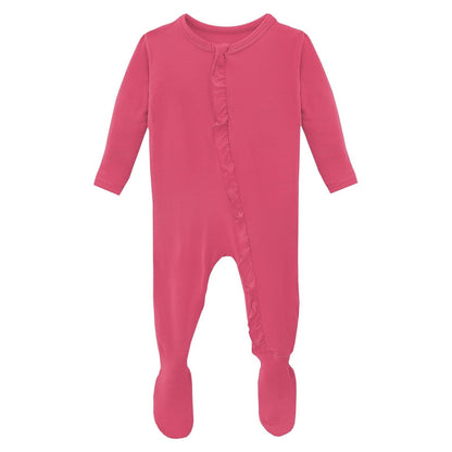 Kickee Pants - Classic Ruffle Footie with Zipper - Winter Rose - Twinkle Twinkle Little One