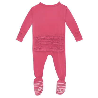 Kickee Pants - Classic Ruffle Footie with Zipper - Winter Rose - Twinkle Twinkle Little One