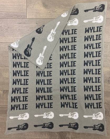 Repeating Name Guitar Double Cotton Knit Blanket - Twinkle Twinkle Little One