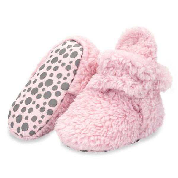 Furry Gripper Baby Bootie - Baby Pink - Twinkle Twinkle Little One